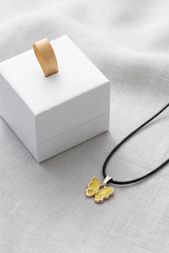 Golden Glow Butterfly Pendant Necklace