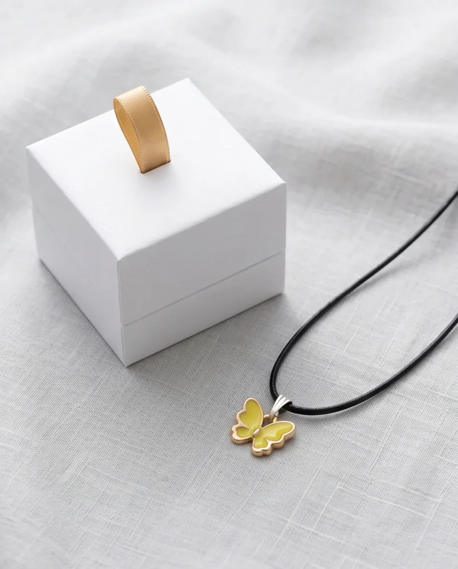 Golden Glow Butterfly Pendant Necklace