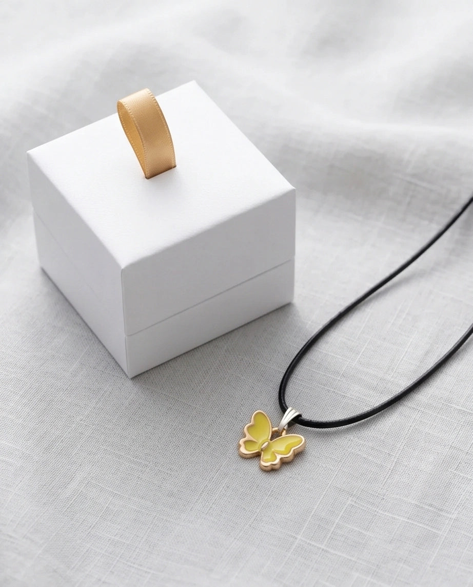 Golden Glow Butterfly Pendant Necklace