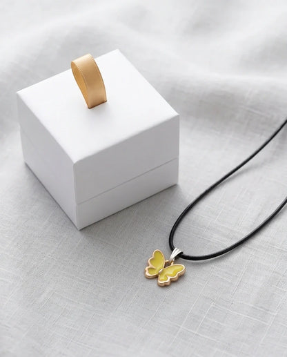 Golden Glow Butterfly Pendant Necklace