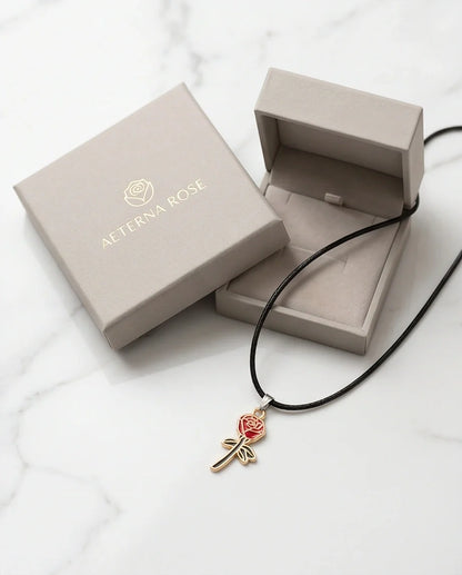 Gold and Red Blooming Rose Necklace