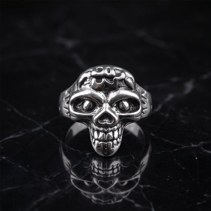 Carved Eyeball Skull Signet Ring