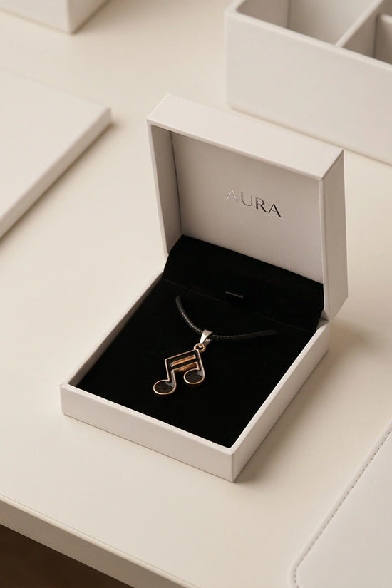 Rose Gold and Black Sixteenth Note Necklace