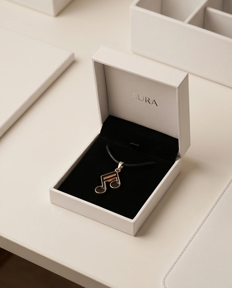 Rose Gold and Black Sixteenth Note Necklace