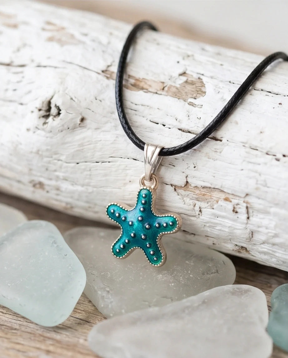 Teal Coastal Starfish Pendant