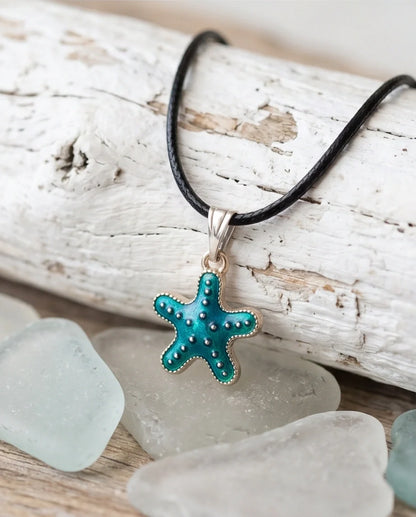 Teal Coastal Starfish Pendant