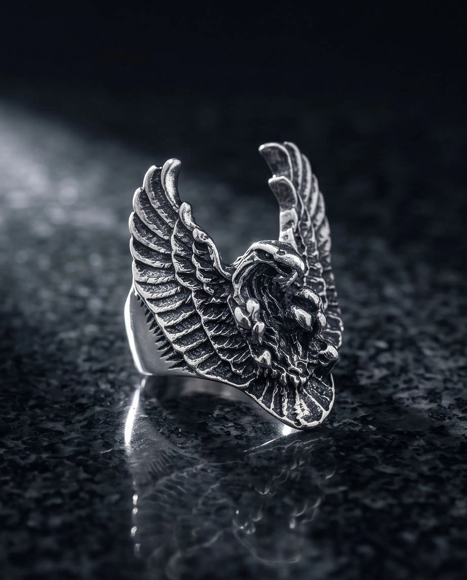Oxidized Silver Phoenix Sculpted Ring