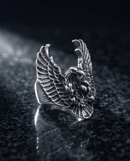 Oxidized Silver Phoenix Sculpted Ring