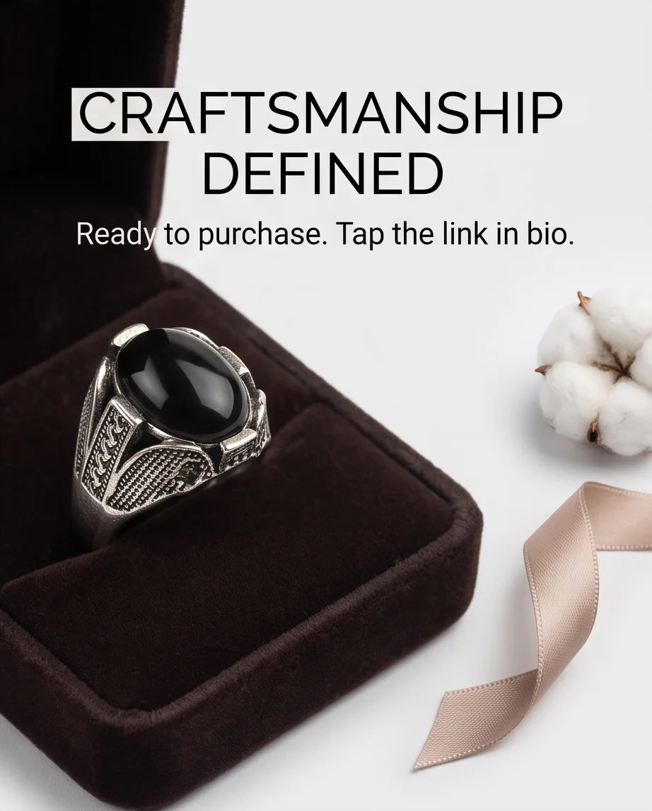 Obsidian Eclipse Stippled Signet Ring