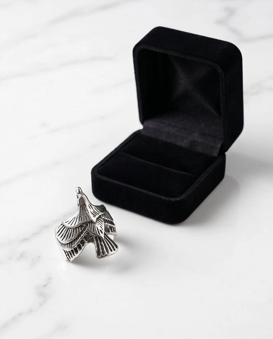 Oxidized Silver Soaring Eagle Sculpted Ring