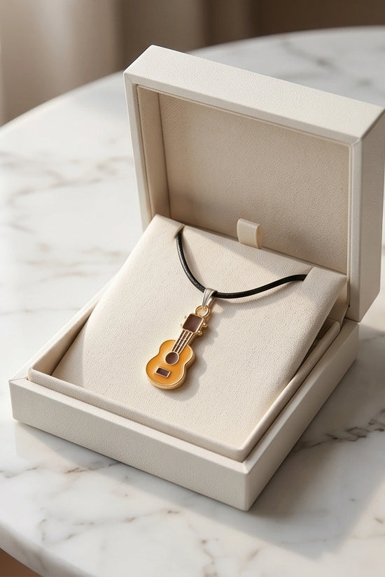 Gold and Yellow Acoustic Guitar Necklace