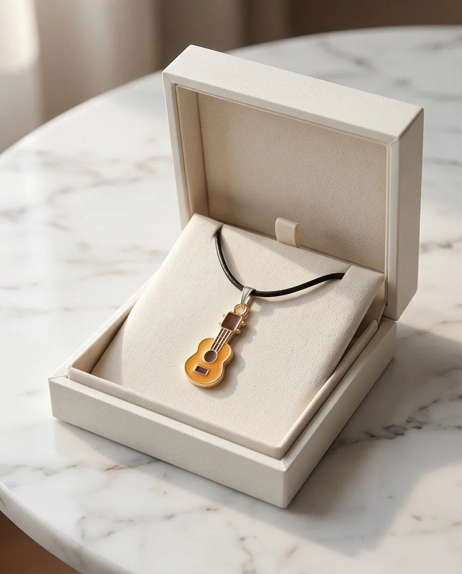 Gold and Yellow Acoustic Guitar Necklace