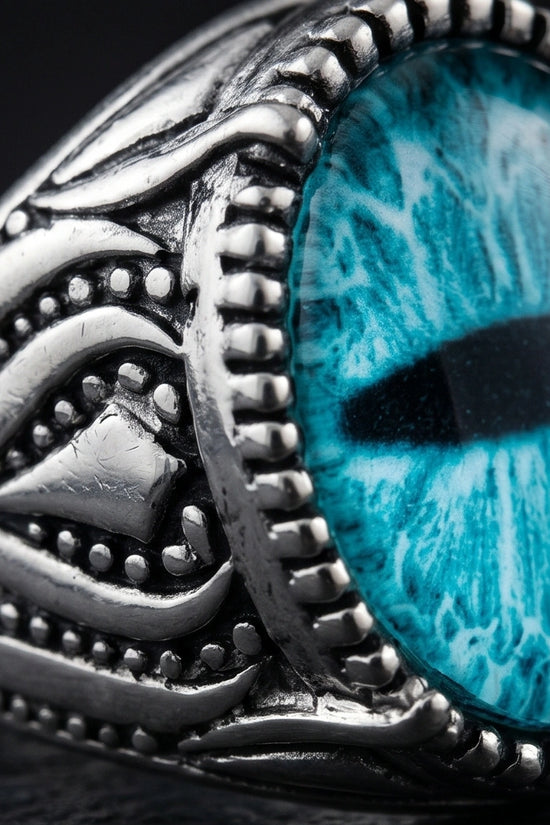 Vintage Sterling Silver Turquoise Dragon's Eye Statement Ring