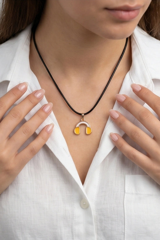 Gold and Yellow Headphones Necklace