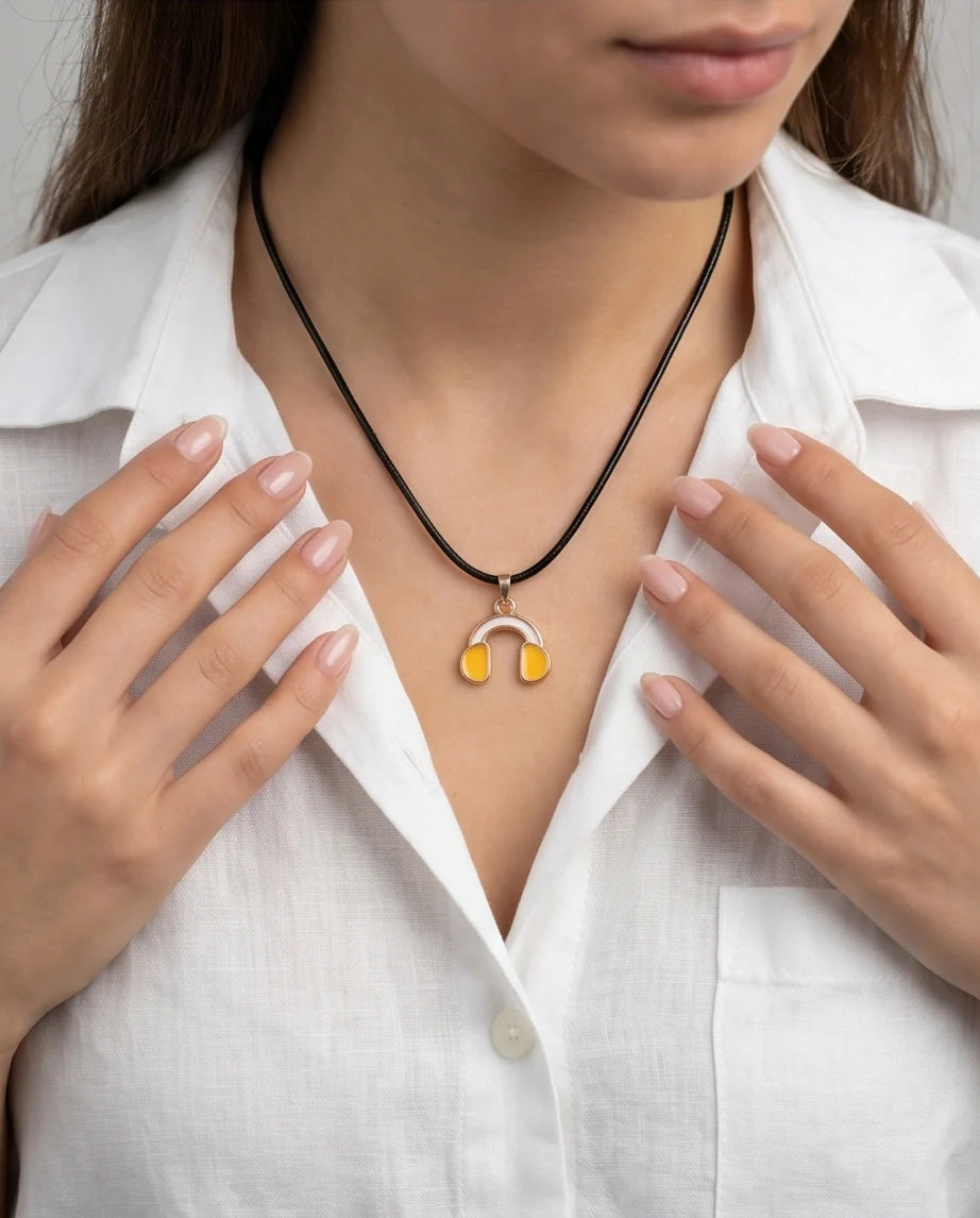 Gold and Yellow Headphones Necklace