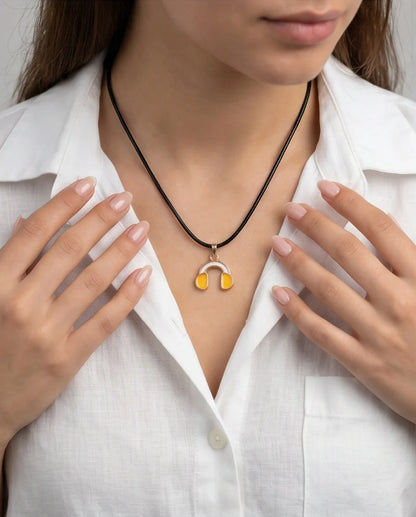 Gold and Yellow Headphones Necklace