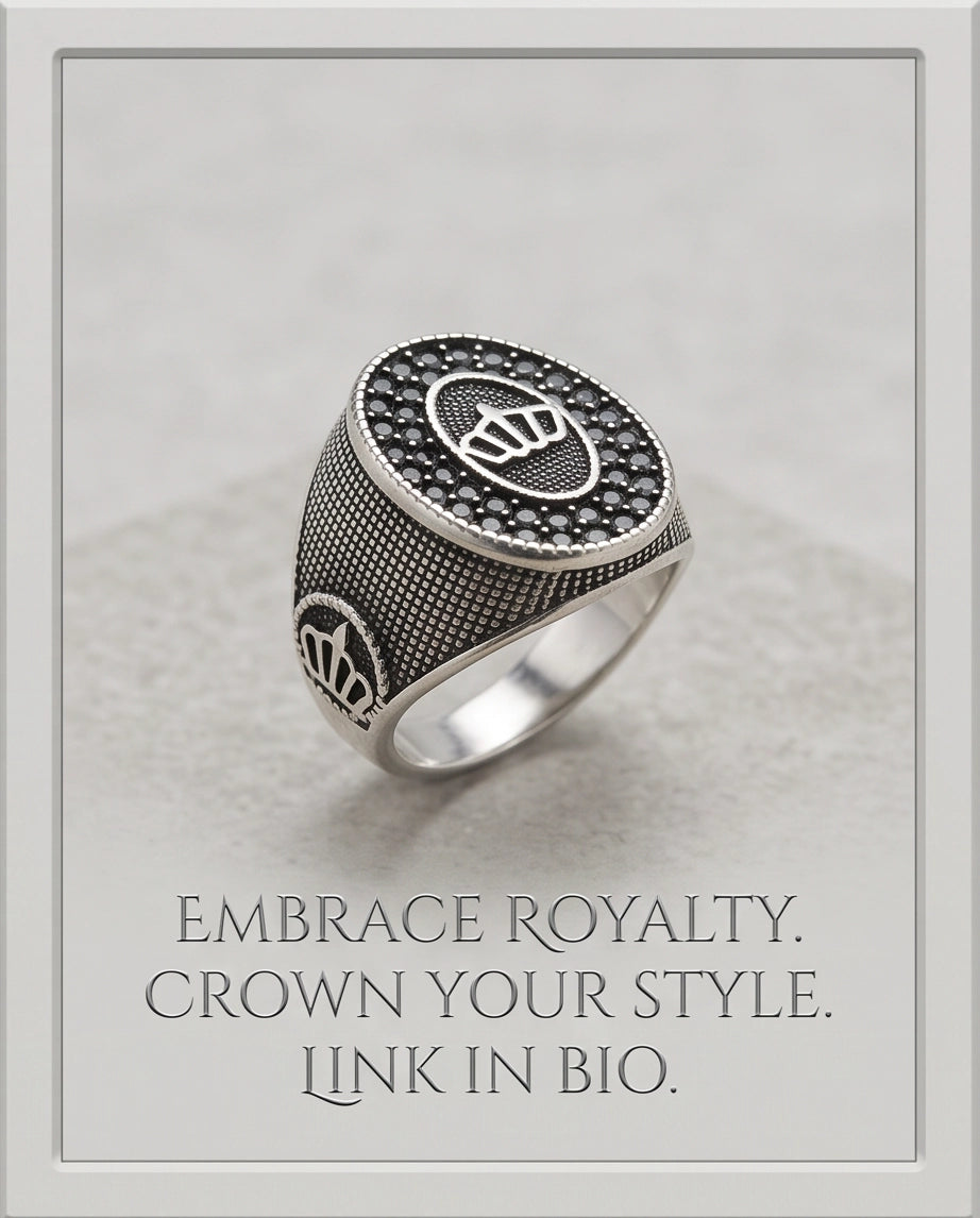 Imperial Crown Stippled Signet Ring