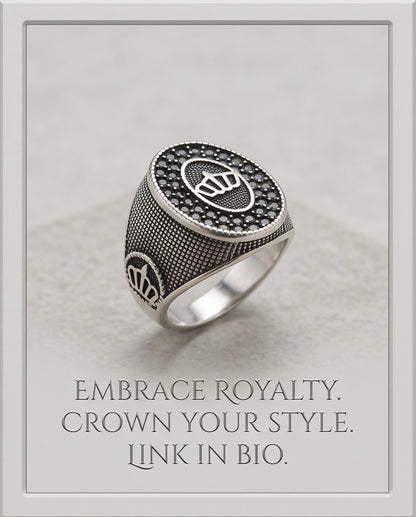 Imperial Crown Stippled Signet Ring