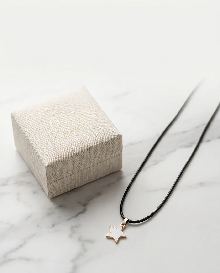 Gold and White Minimalist Star Necklace