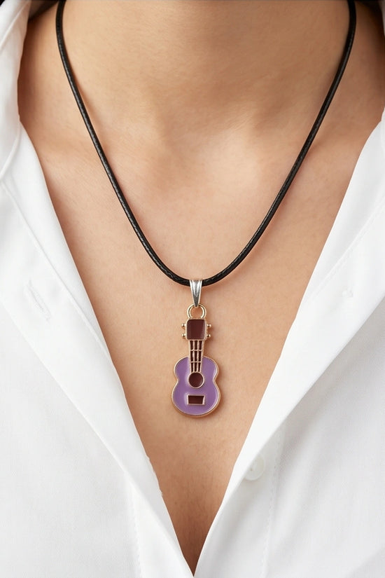 Gold and Purple Acoustic Guitar Necklace