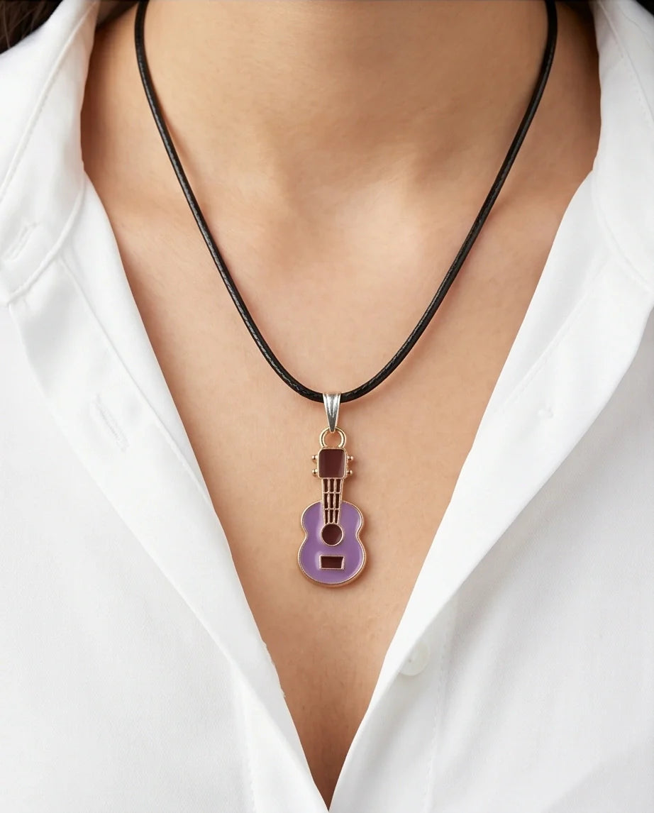 Gold and Purple Acoustic Guitar Necklace