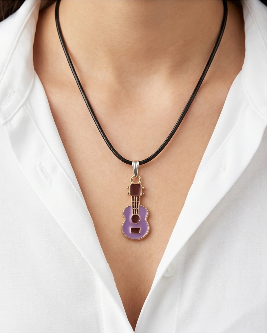 Gold and Purple Acoustic Guitar Necklace