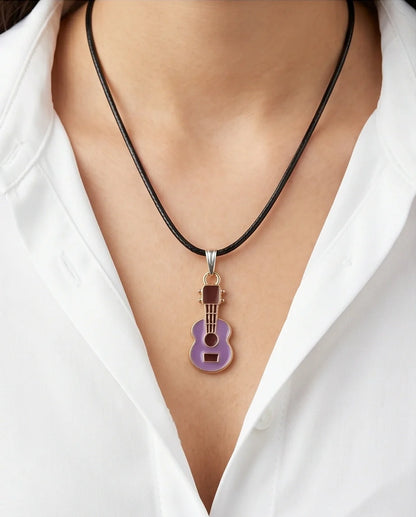 Gold and Purple Acoustic Guitar Necklace