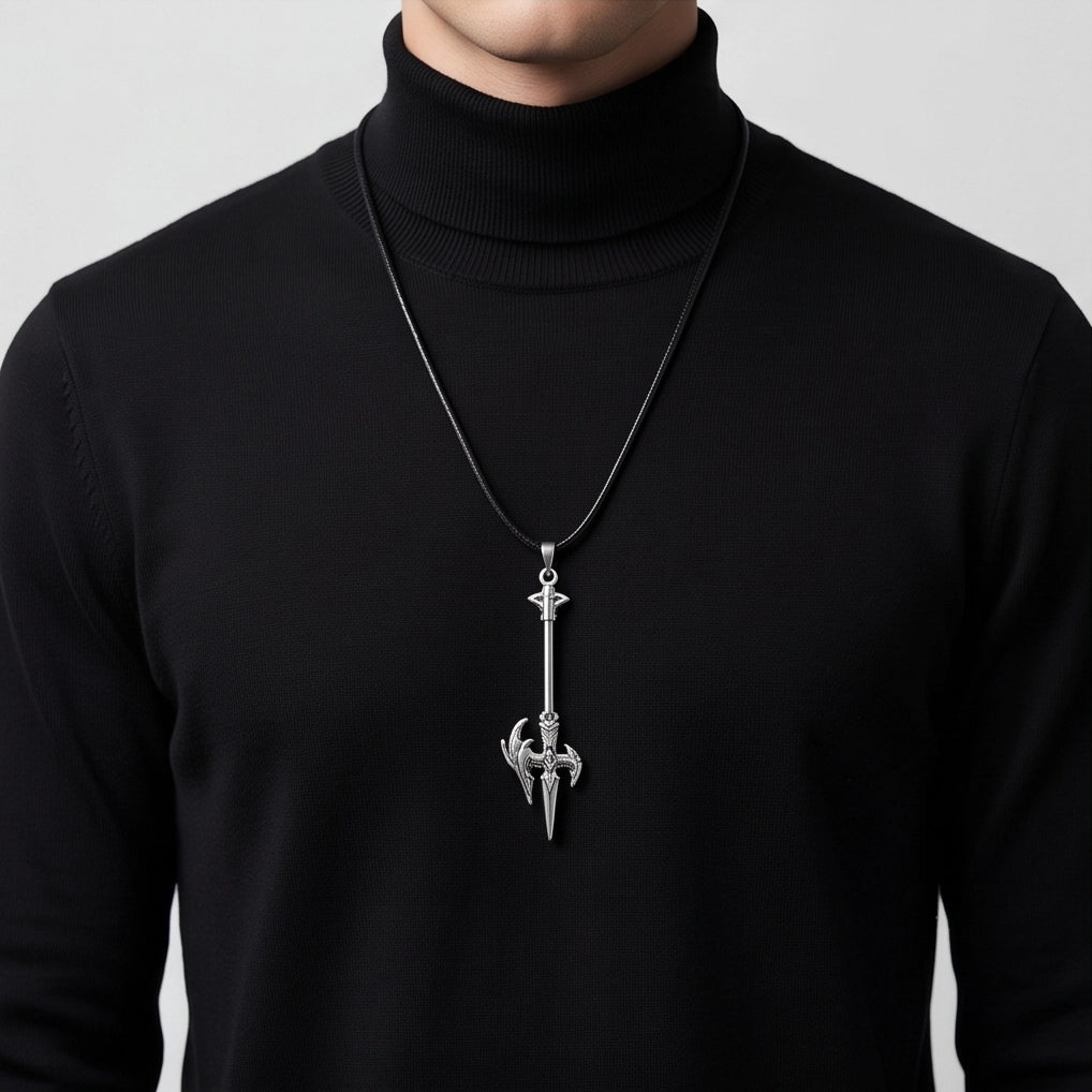 Winged Halberd Spear Necklace