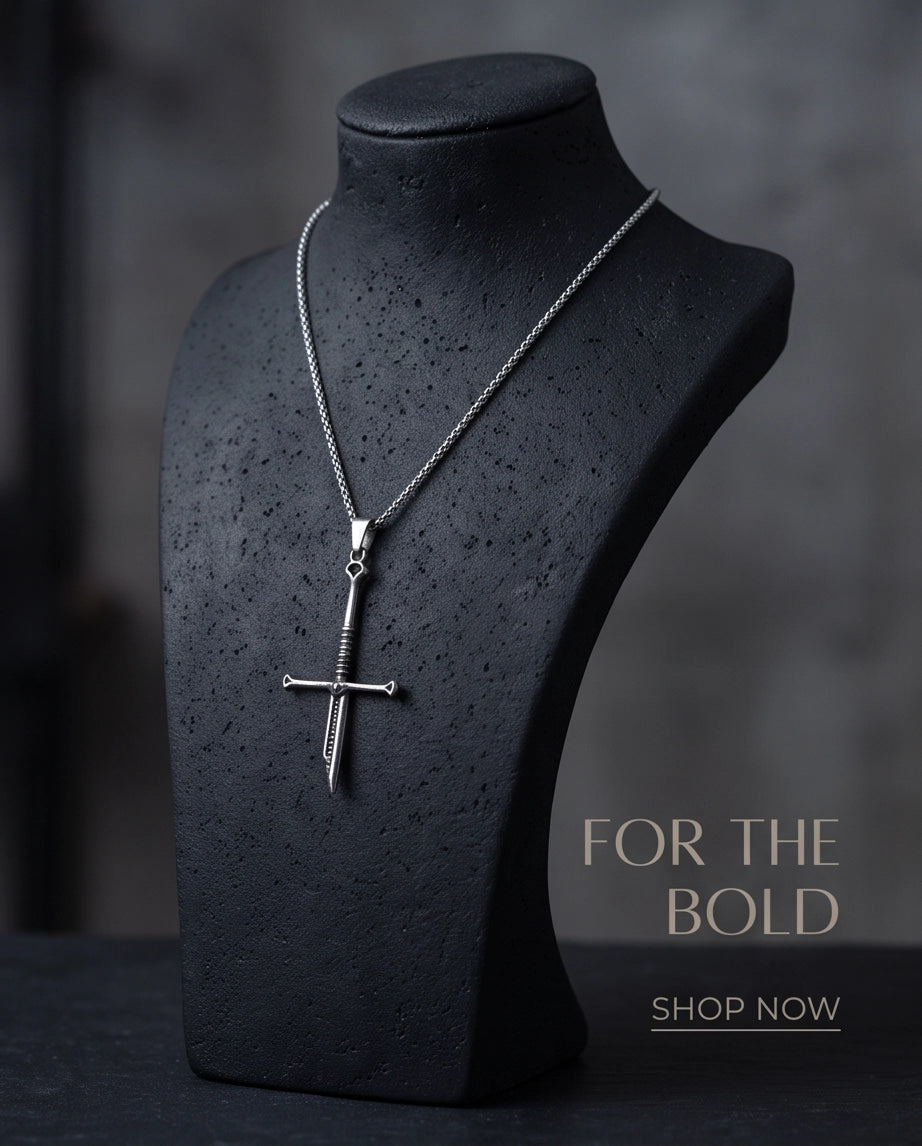 Silver Broken Sword Pendant Necklace