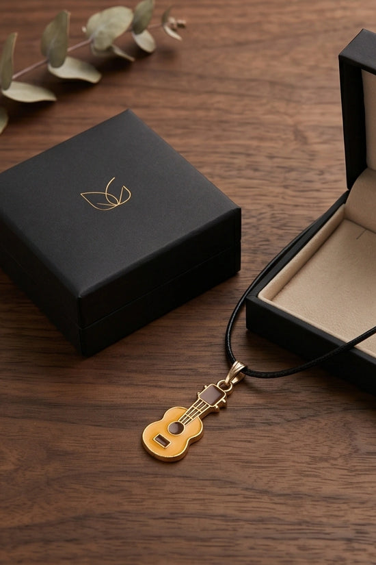 Gold and Yellow Acoustic Guitar Necklace