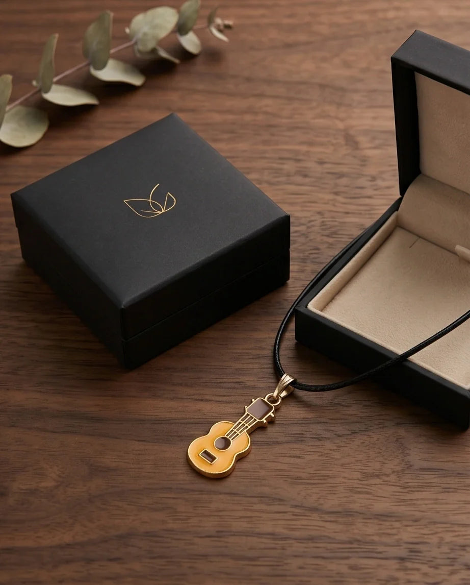 Gold and Yellow Acoustic Guitar Necklace