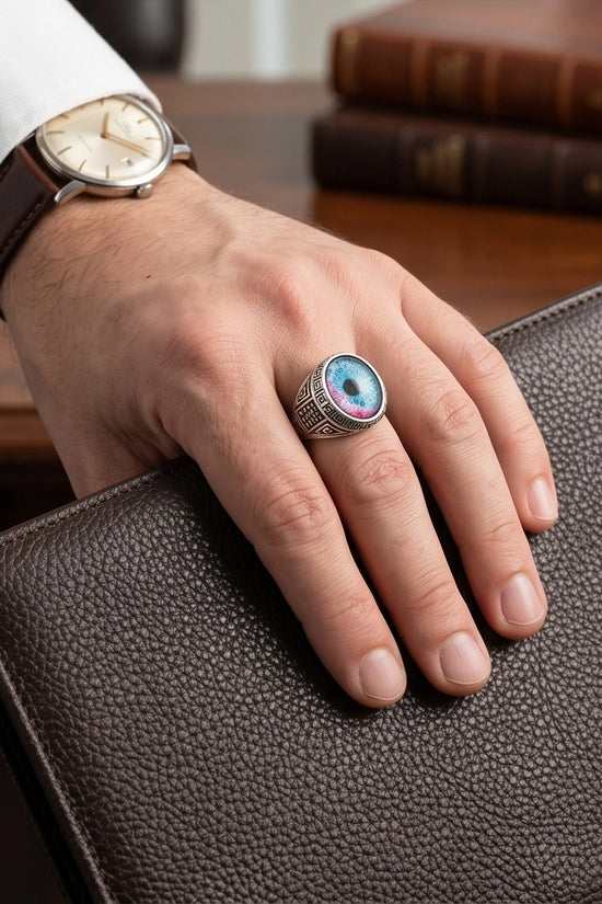Vintage Sterling Silver Mystic Dual-Tone Eye Ring