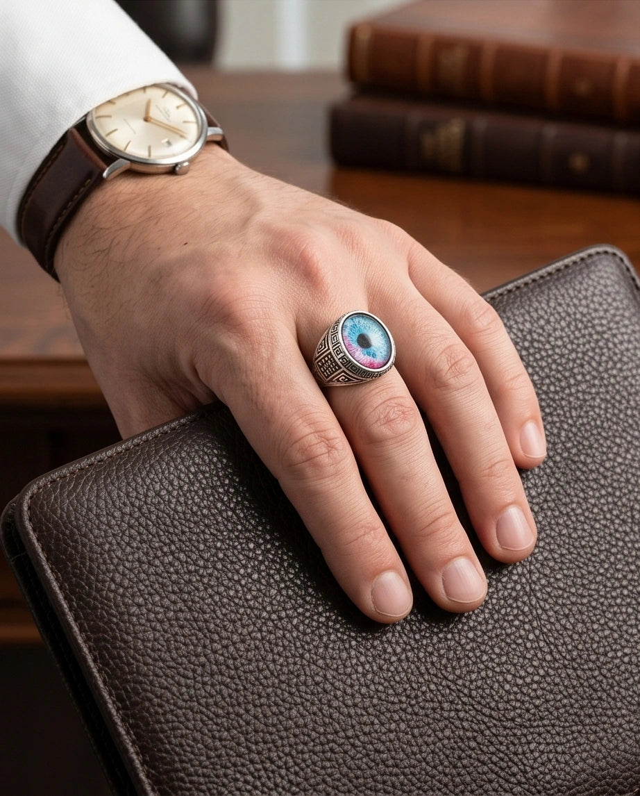 Vintage Sterling Silver Mystic Dual-Tone Eye Ring