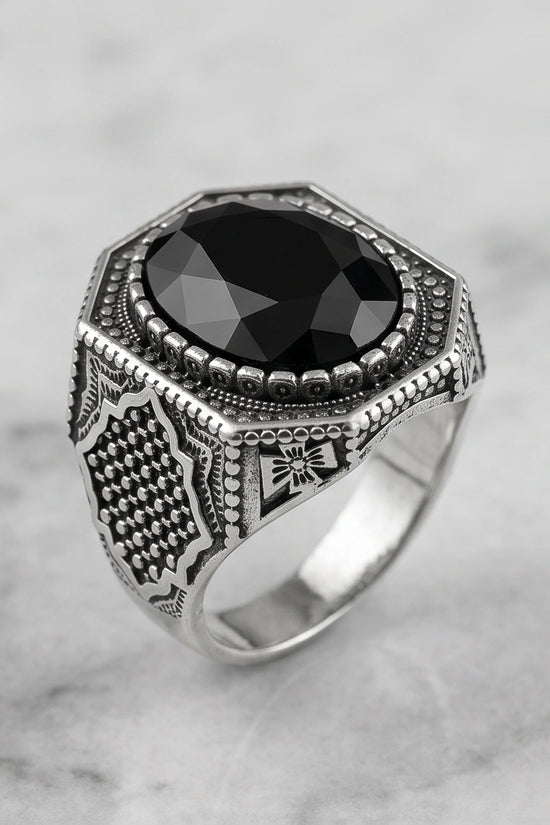 Vintage Ottoman Black Onyx Statement Ring