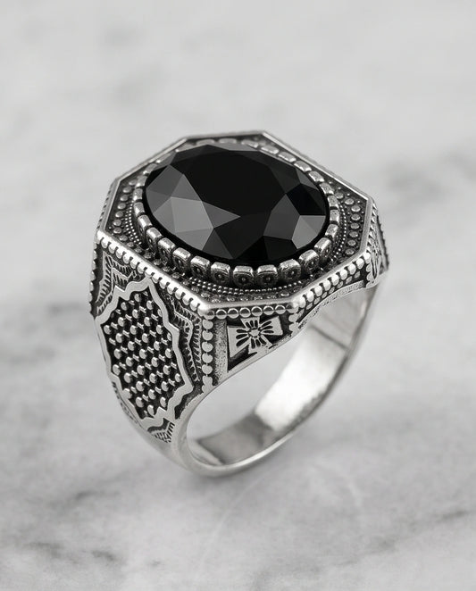 Vintage Ottoman Black Onyx Statement Ring