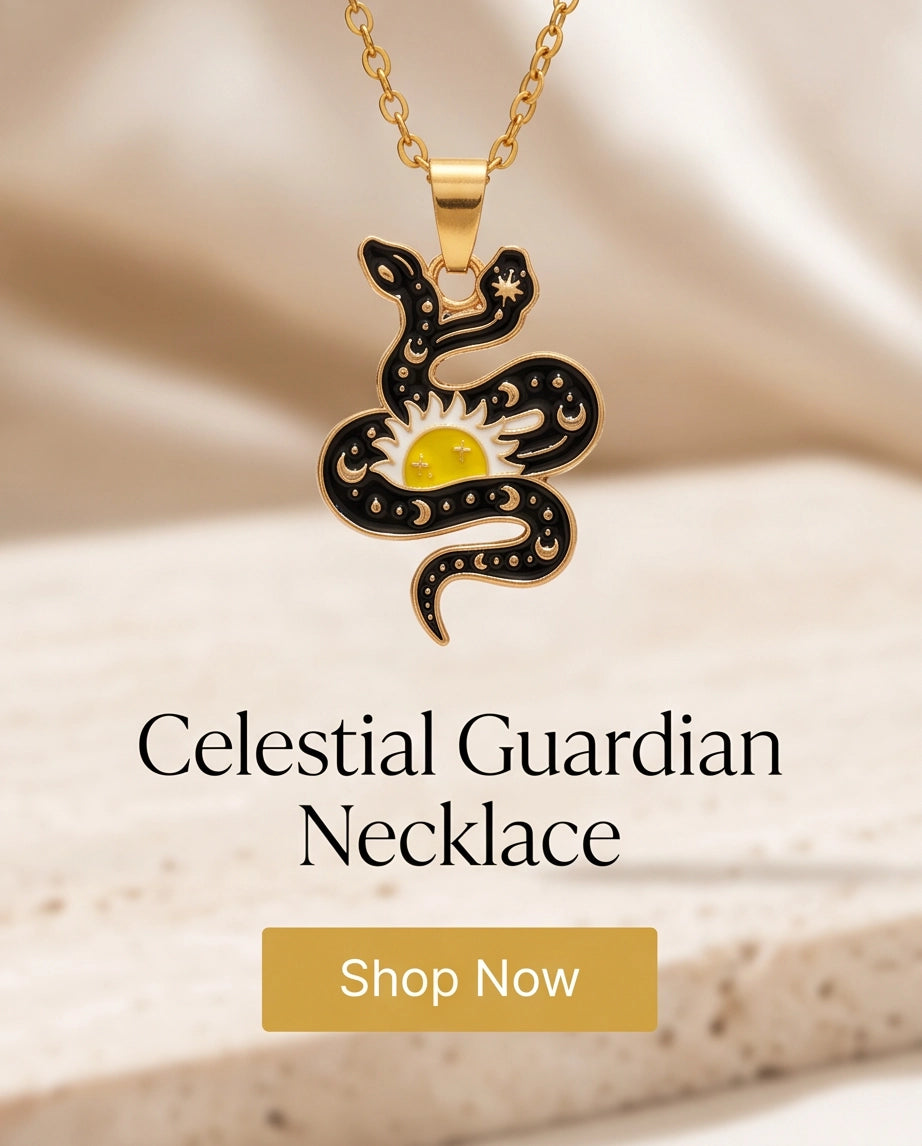 Gold Sunburst Serpent Enamel Pendant Necklace