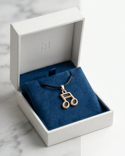 Gold and Black Beamed Eighth Notes Necklace