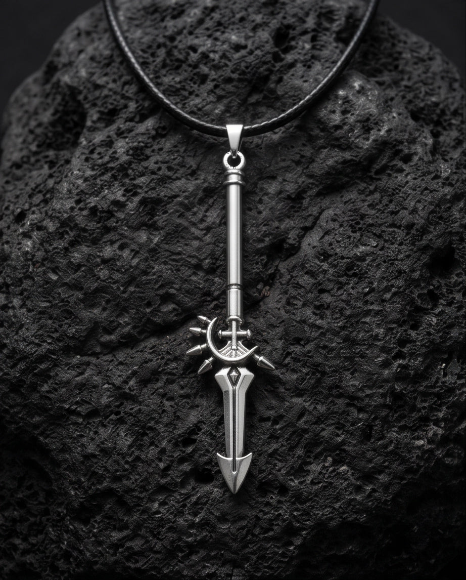 Spiked Crescent Spearhead Pendant Necklace