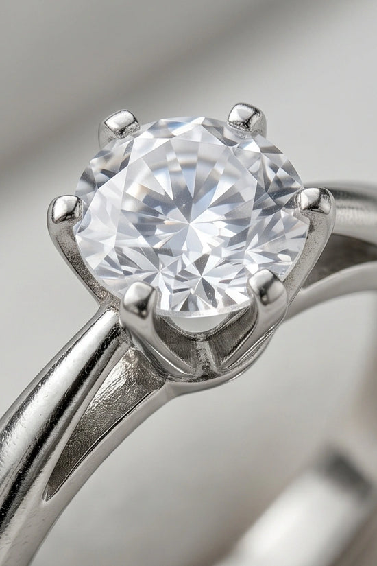 Sterling Silver Round-Cut Moissanite Solitaire Ring