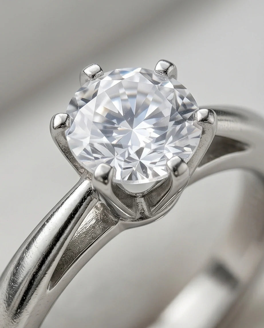 Sterling Silver Round-Cut Moissanite Solitaire Ring