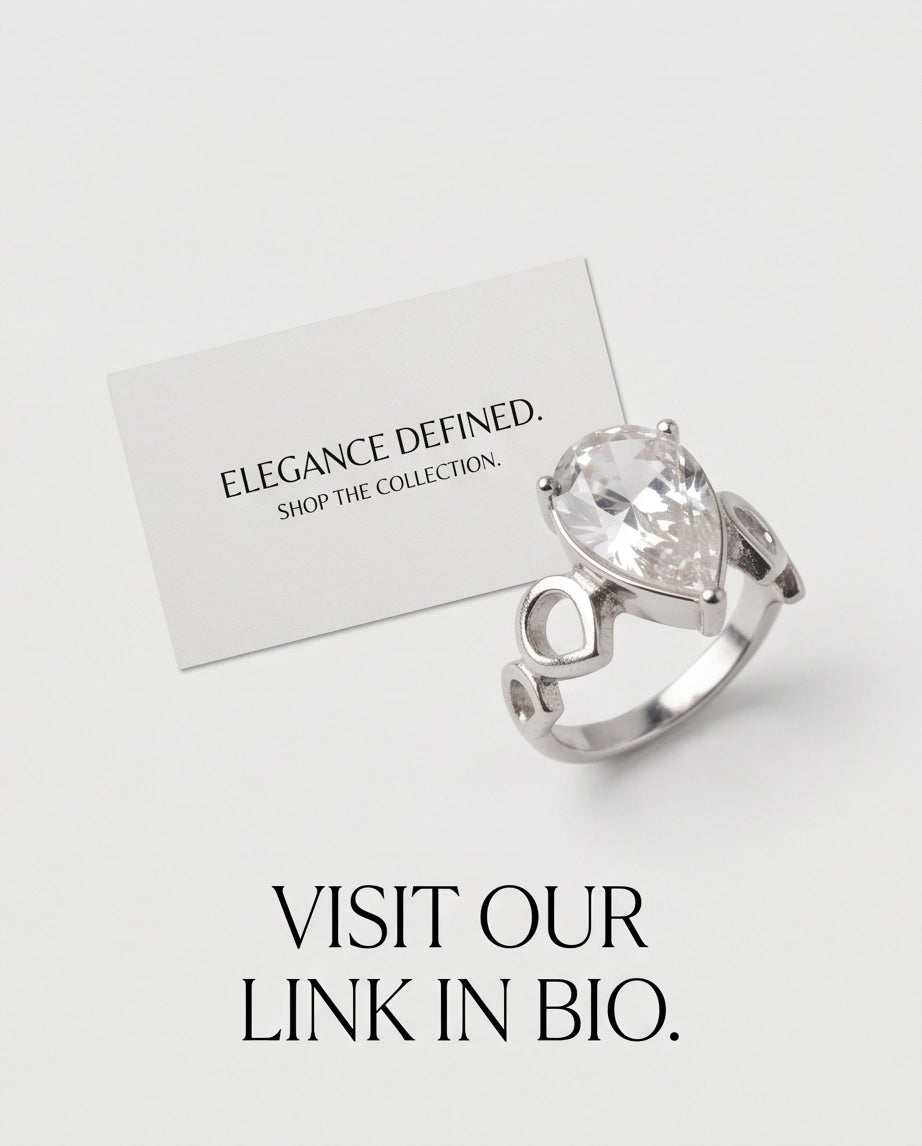 Clear Gemstone Prong-Set Teardrop Loop Silver Ring
