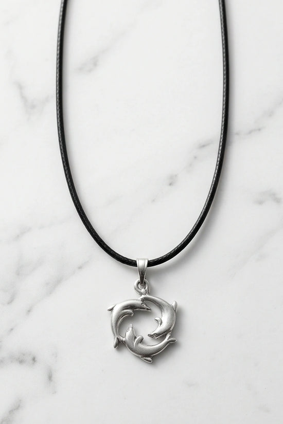 Silver Dolphin Circle Necklace