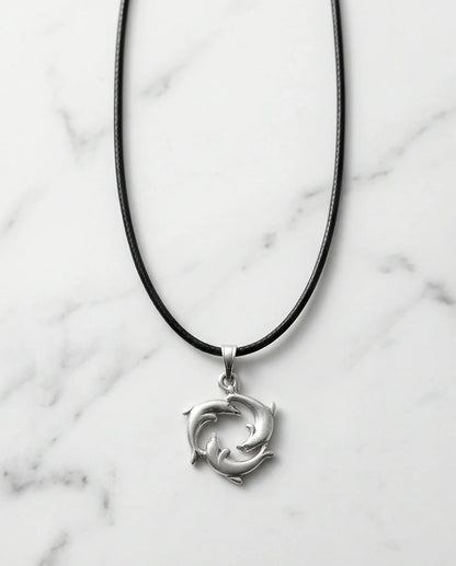Silver Dolphin Circle Necklace