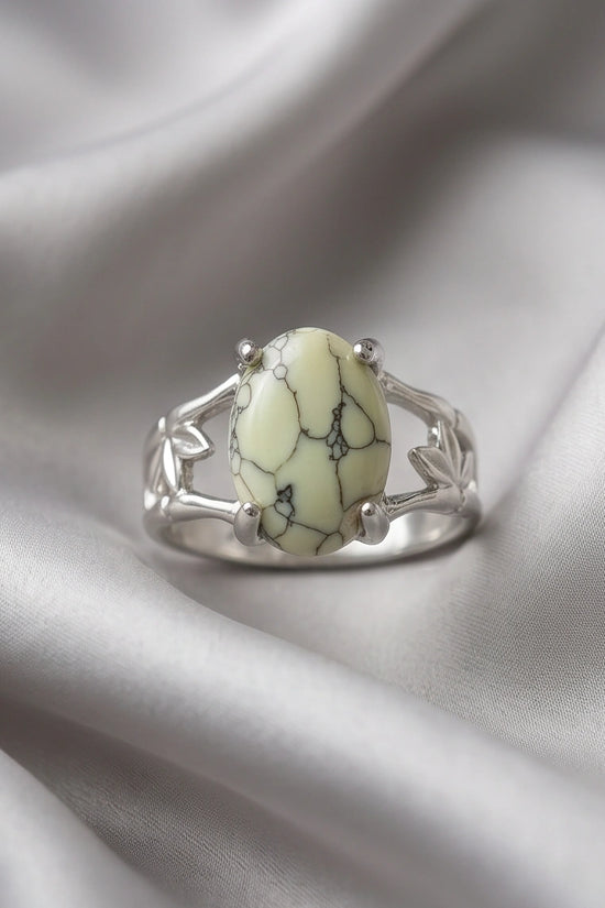 Earthy Mint Leaf Statement Ring