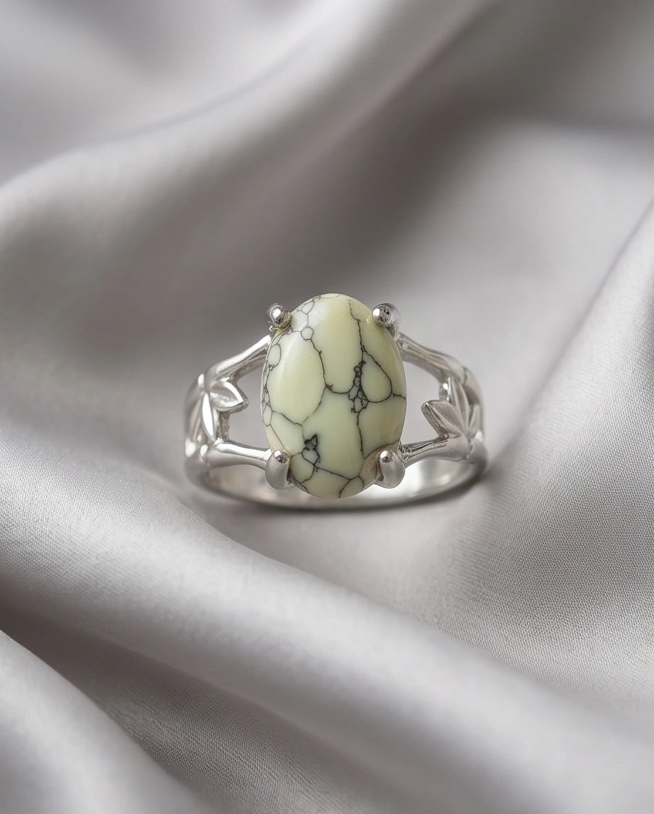 Earthy Mint Leaf Statement Ring