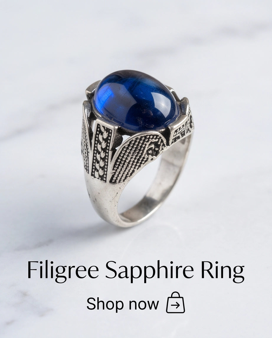 Cobalt Eclipse Stippled Signet Ring