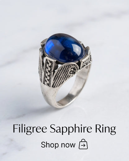 Cobalt Eclipse Stippled Signet Ring
