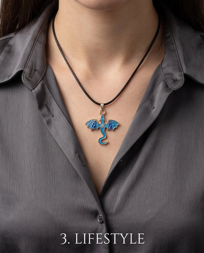 Blue Celestial Dragon Cord Necklace