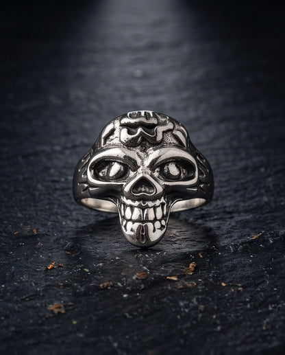 Carved Eyeball Skull Signet Ring