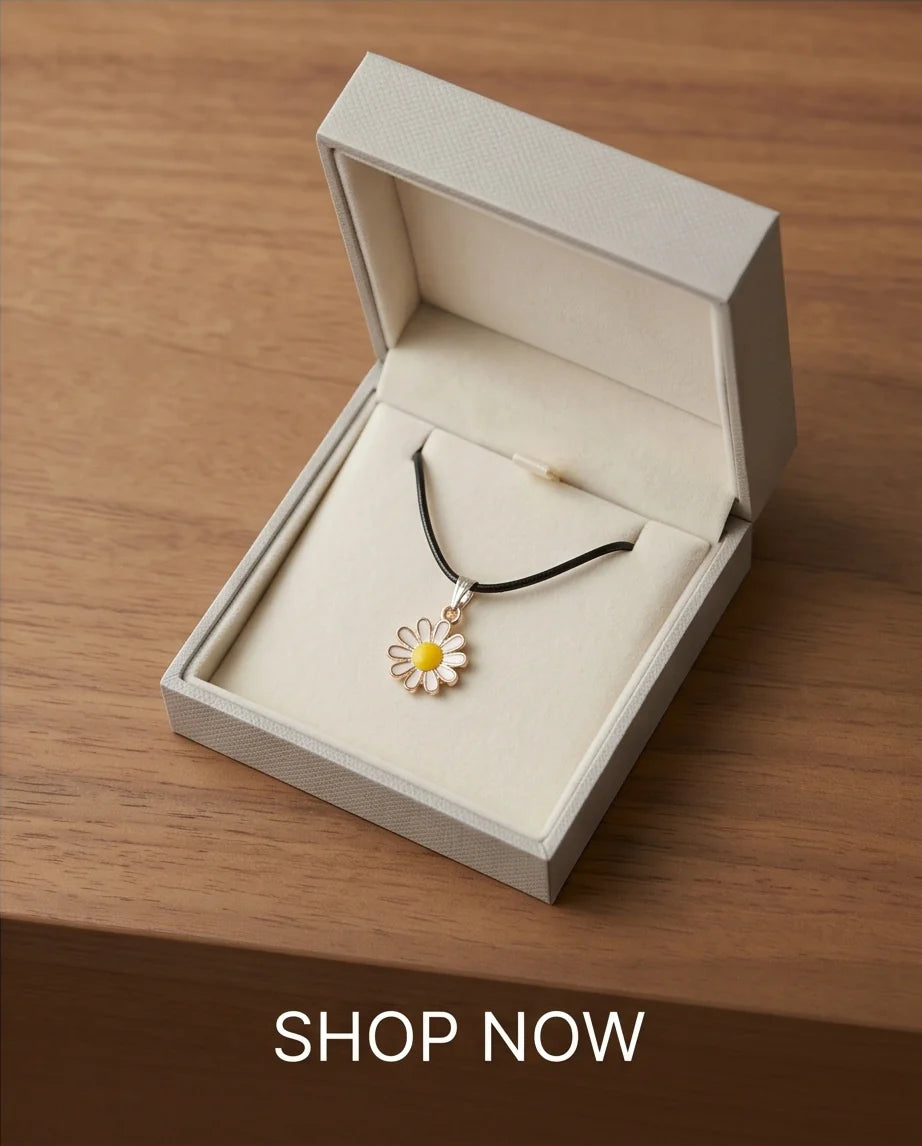 Gold and White Petite Daisy Necklace